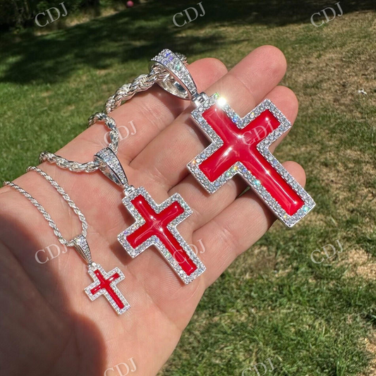 Cross Blood Red Diamond Pendant  customdiamjewel   