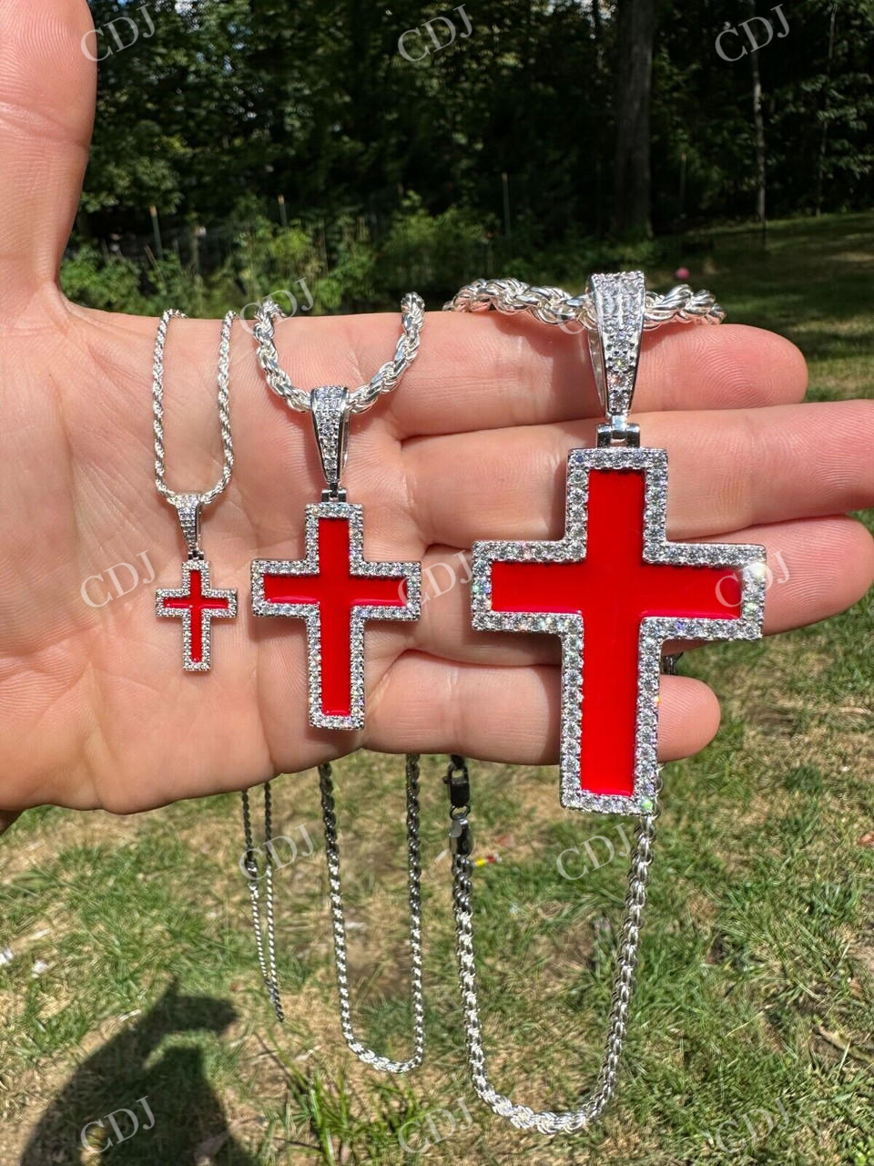 Cross Blood Red Diamond Pendant  customdiamjewel   