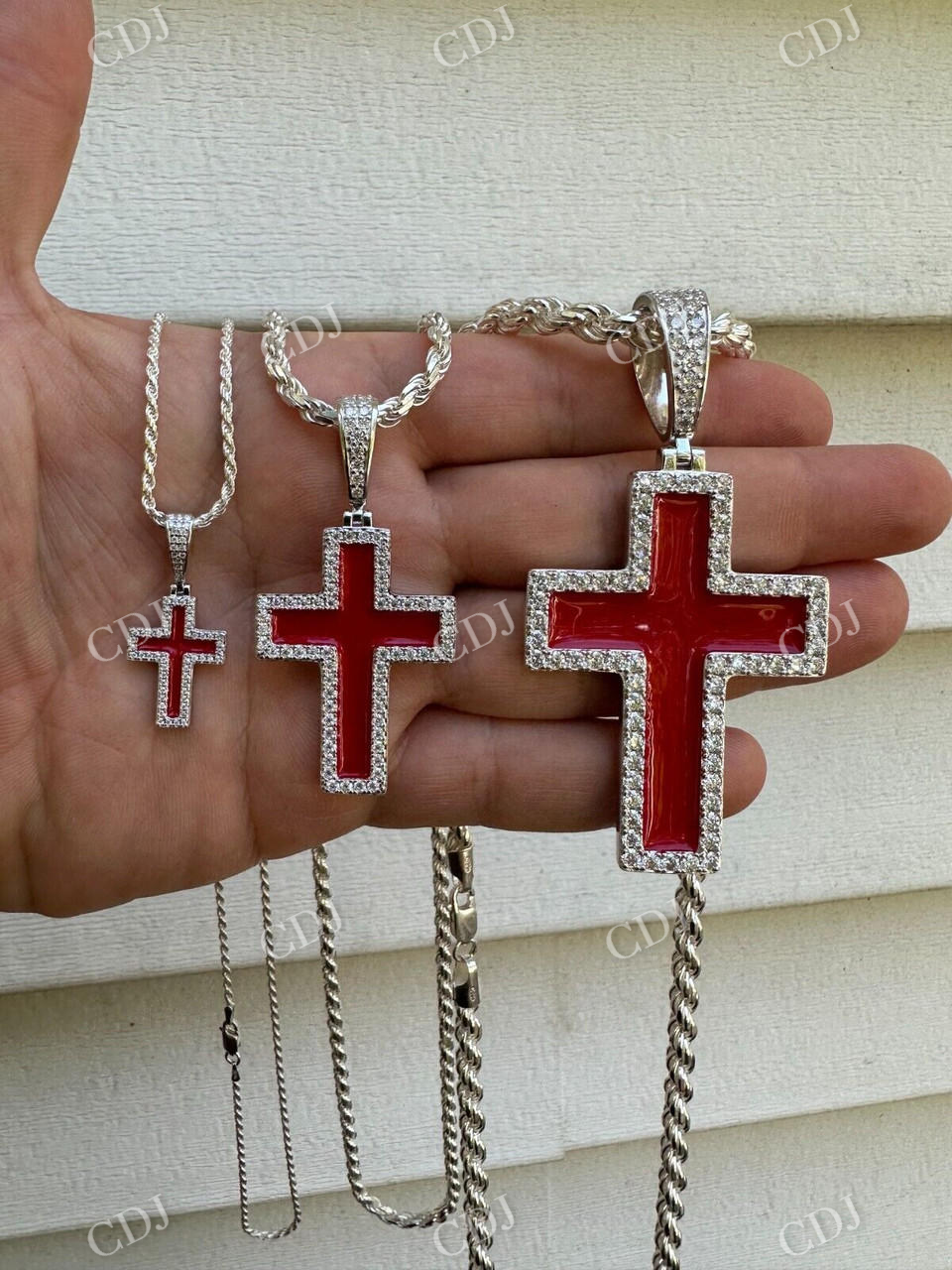 Cross Blood Red Diamond Pendant  customdiamjewel   