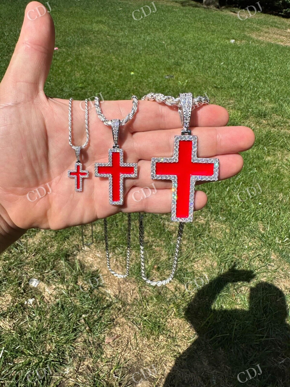 Cross Blood Red Diamond Pendant  customdiamjewel   