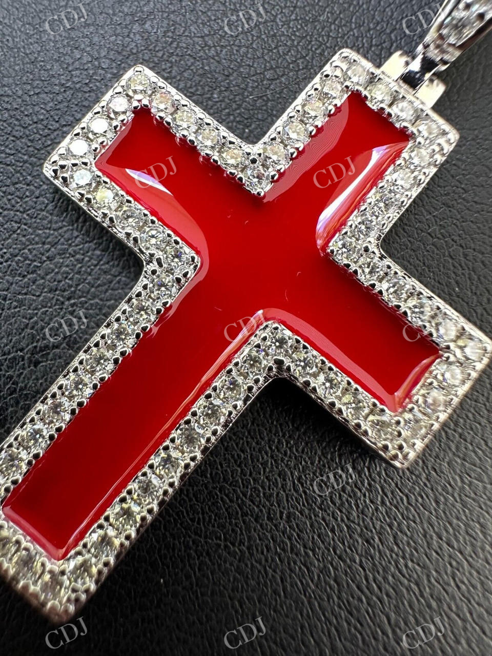 Cross Blood Red Diamond Pendant  customdiamjewel   