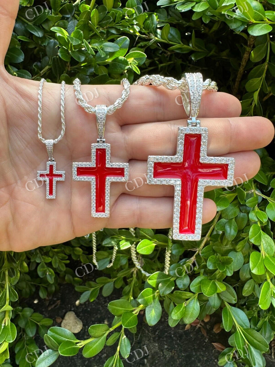 Cross Blood Red Diamond Pendant  customdiamjewel   