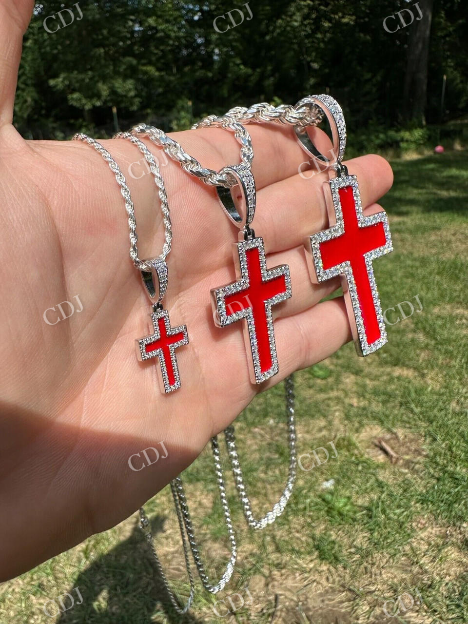 Cross Blood Red Diamond Pendant  customdiamjewel   