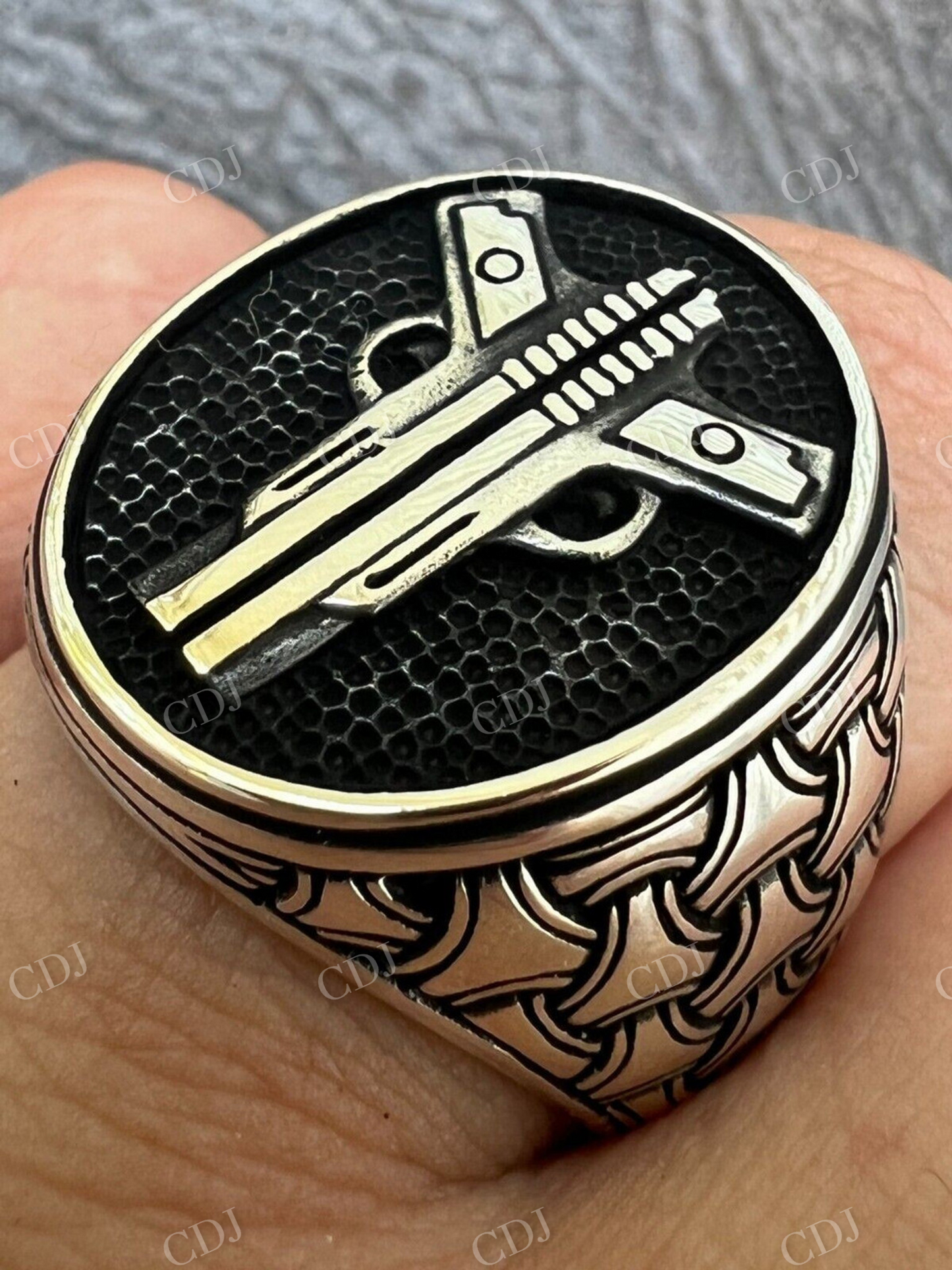 Unique Guns Pistols Hip Hop Gangster Men's Ring  customdiamjewel   