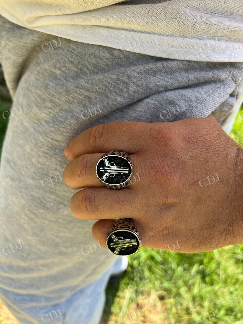 Unique Guns Pistols Hip Hop Gangster Men's Ring  customdiamjewel   