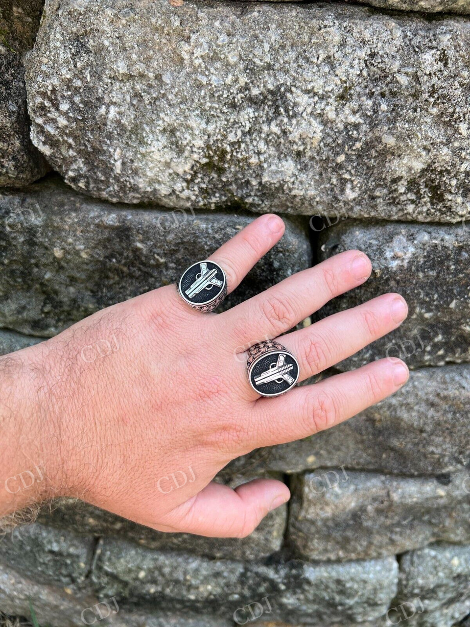 Unique Guns Pistols Hip Hop Gangster Men's Ring  customdiamjewel   