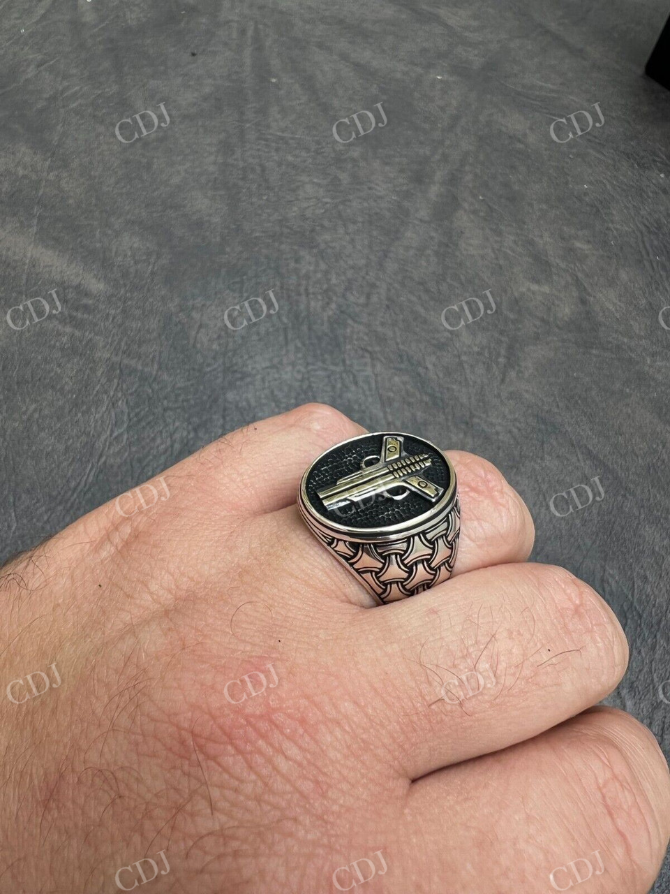 Unique Guns Pistols Hip Hop Gangster Men's Ring  customdiamjewel   