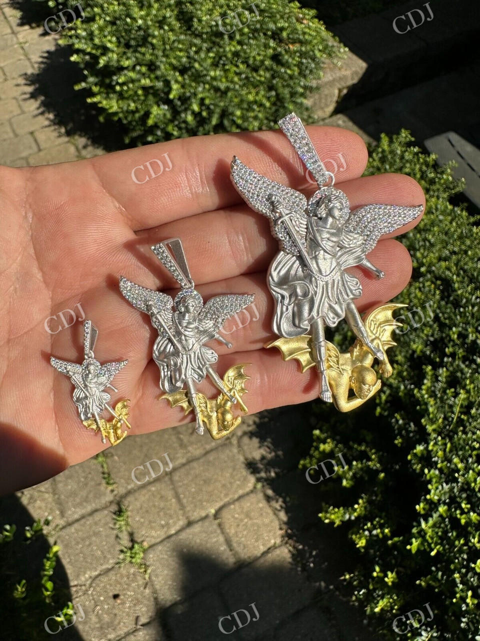 Michael Slaying Dragon Diamond Pendant  customdiamjewel   