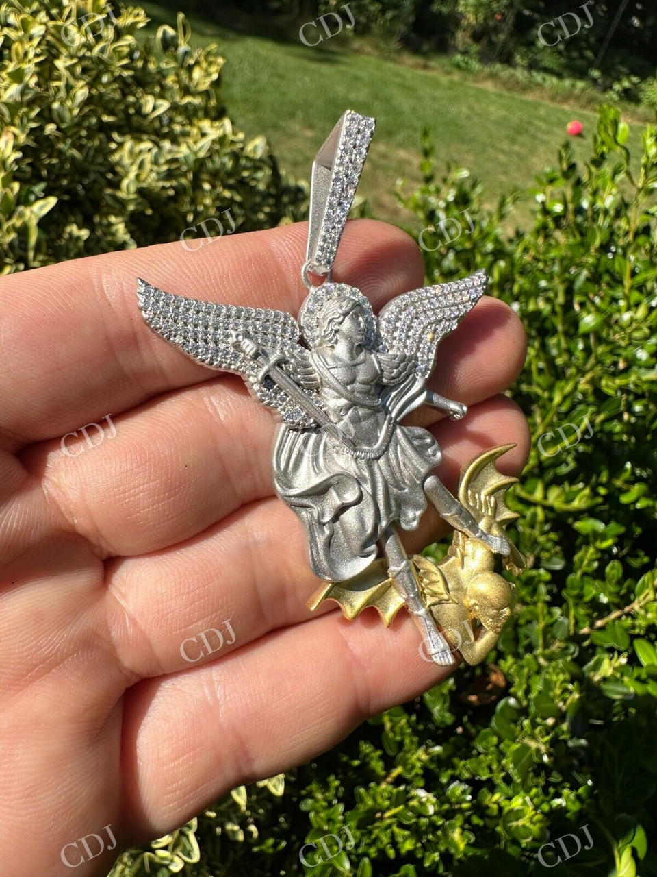 Michael Slaying Dragon Diamond Pendant  customdiamjewel   