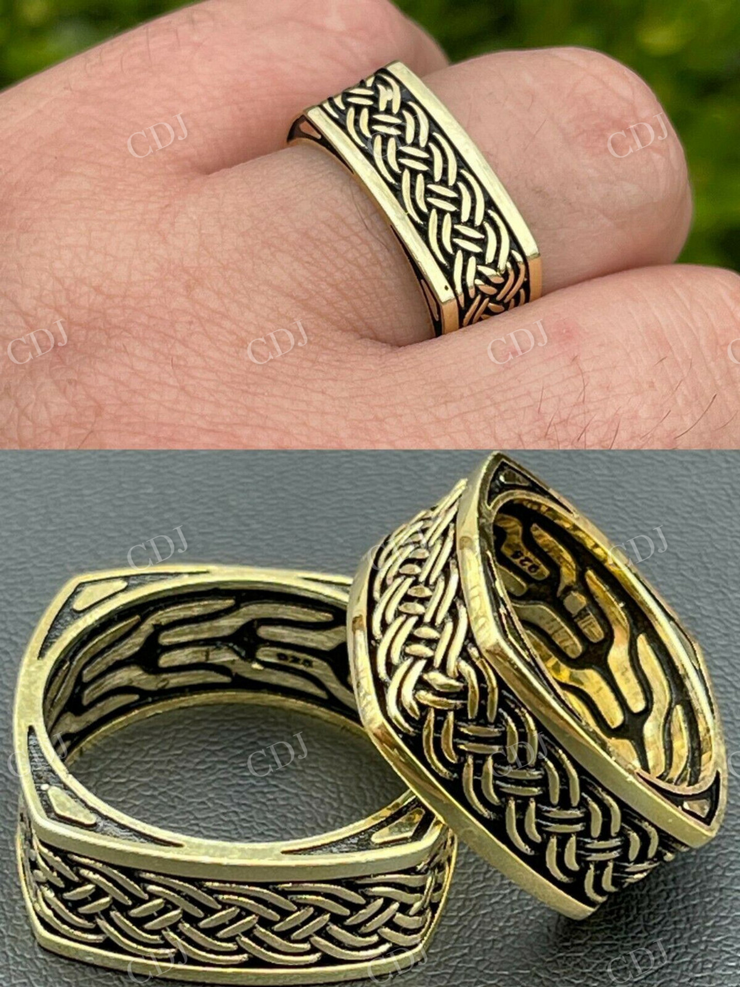 14K Solid Yellow Gold Square Shape Plain Band For Men's  customdiamjewel   