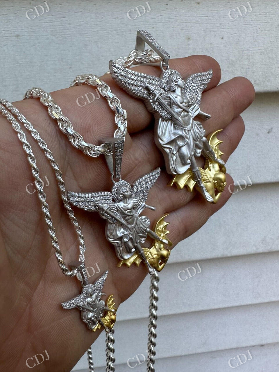 Michael Slaying Dragon Diamond Pendant  customdiamjewel   
