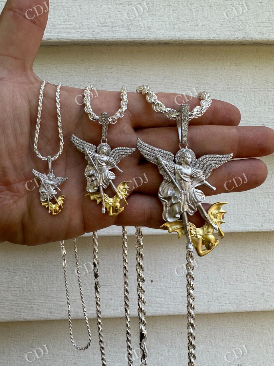 Michael Slaying Dragon Diamond Pendant  customdiamjewel   