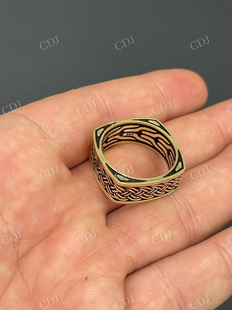 14K Solid Yellow Gold Square Shape Plain Band For Men's  customdiamjewel   