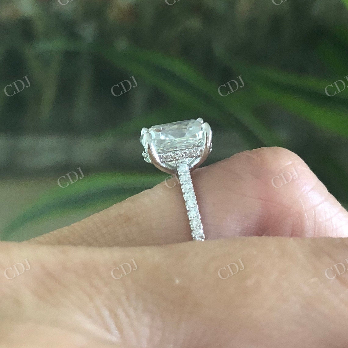 Cushion Cut Tab Prong Eternity Hident Halo Engagement Ring  customdiamjewel   