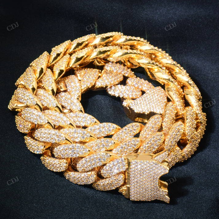 18mm Buckle Clasp Curb Diamonds Cuban Chain hip hop jewelry CustomDiamJewel