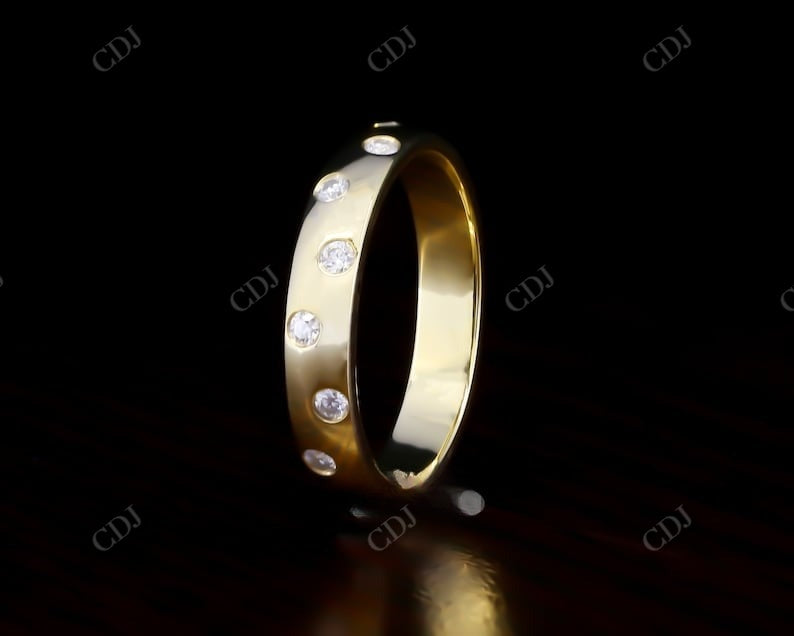 3.8 mm Flush Set Diamond Wedding Band Women  customdiamjewel   