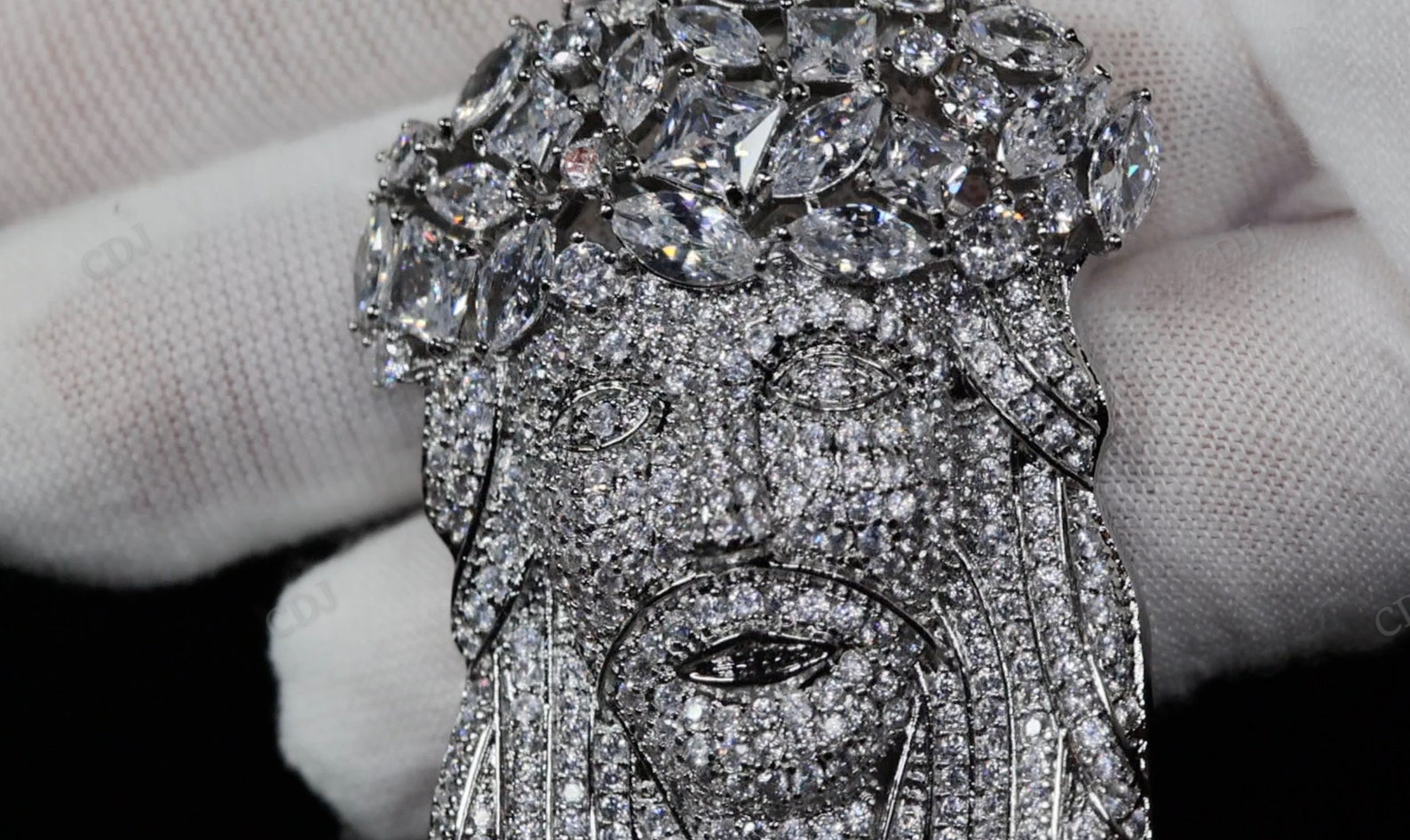 Hip Hop Fully Iced Out Sterling Silver Jesus Pendant hip hop jewelry CustomDiamJewel