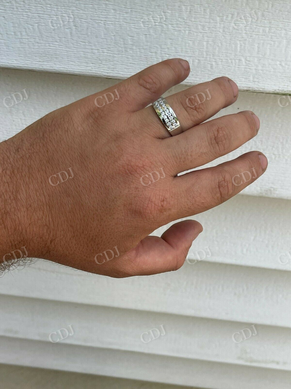 Round Cut Diamond Iced Wedding Band  customdiamjewel   