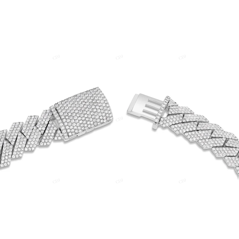 VVS Moissanite White Gold Hip Hop Cuban Link Bracelet CustomDiamJewel