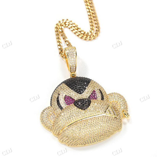 Multi Tone Hip Hop Iced Out Monkey Head Pendant hip hop jewelry CustomDiamJewel