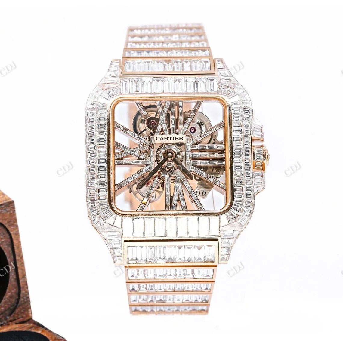Customized Cartier Skeleton VVS Moissanite Watch customdiamjewel