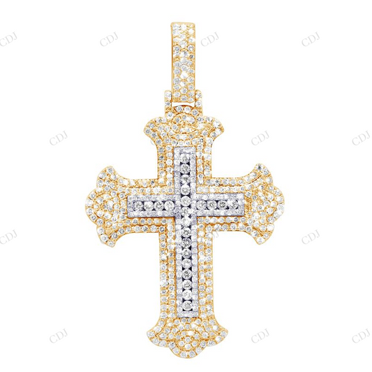 3.2 Inch Lab Grown Diamond 10K Gold Magnificent Cross Pendant Hip Hop Pendent CustomDiamJewel