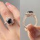 Black Onyx Halo Moissanite Diamond Statement Ring