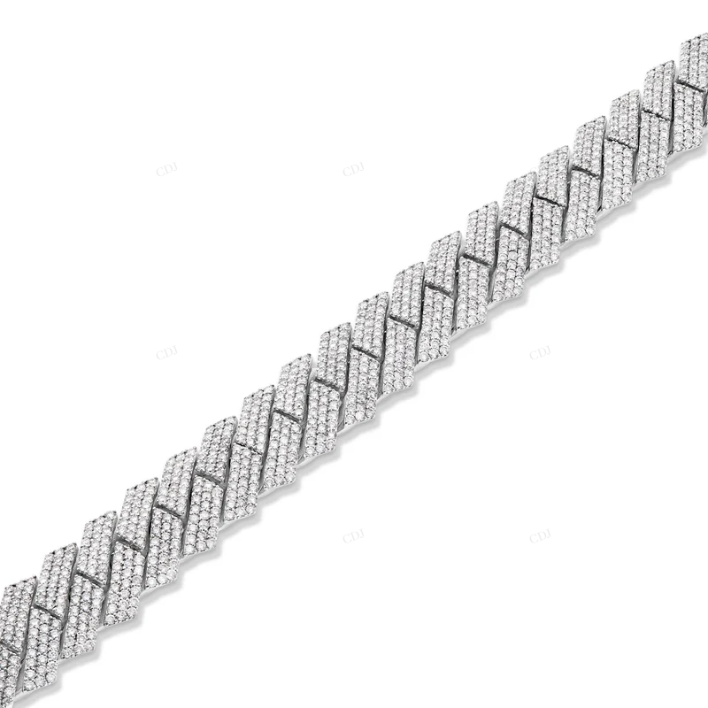 VVS Moissanite White Gold Hip Hop Cuban Link Bracelet CustomDiamJewel