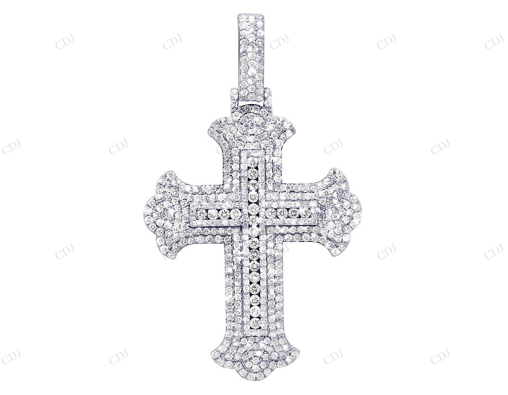 3.2 Inch Lab Grown Diamond 10K Gold Magnificent Cross Pendant Hip Hop Pendent CustomDiamJewel