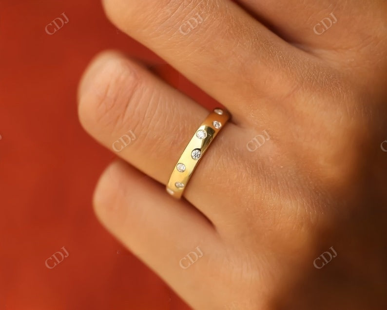 3.8 mm Flush Set Diamond Wedding Band Women  customdiamjewel   