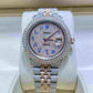 Rolex Jubilee Rose White Blue Arabic Dial Lab Grown Diamond Watch customdiamjewel