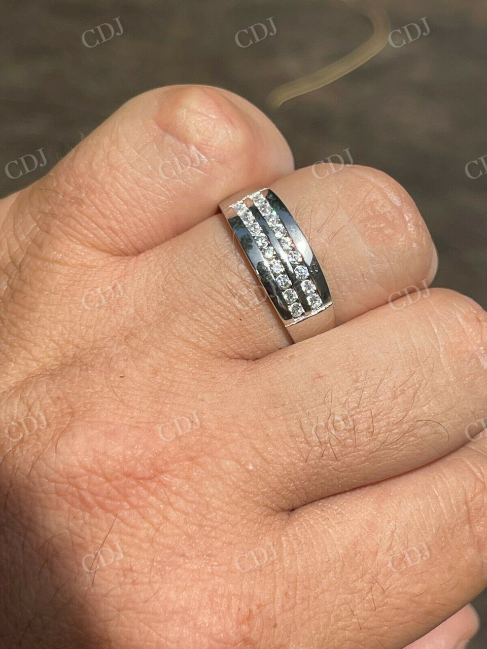 Round Cut Diamond Iced Wedding Band  customdiamjewel   