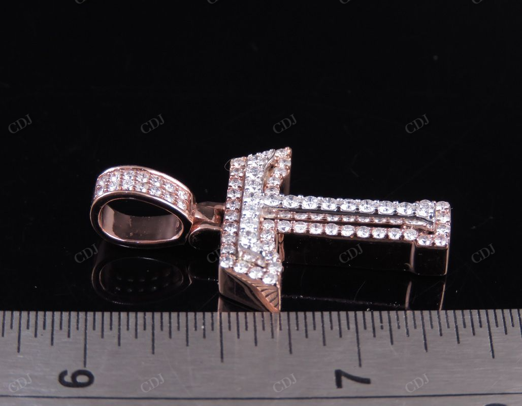 1.5" 1.25 CTW Two Tone Gold Natural Diamond Custom Initial 'T' Letter Pendant CustomDiamJewel