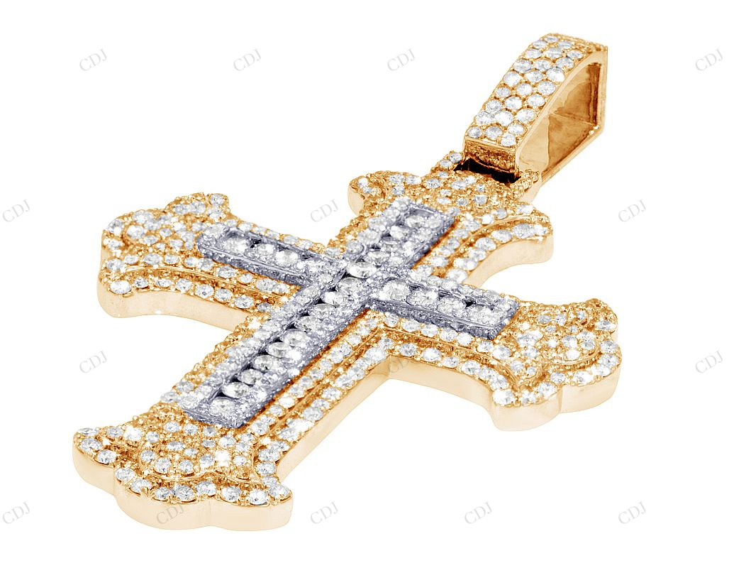 3.2 Inch Lab Grown Diamond 10K Gold Magnificent Cross Pendant Hip Hop Pendent CustomDiamJewel