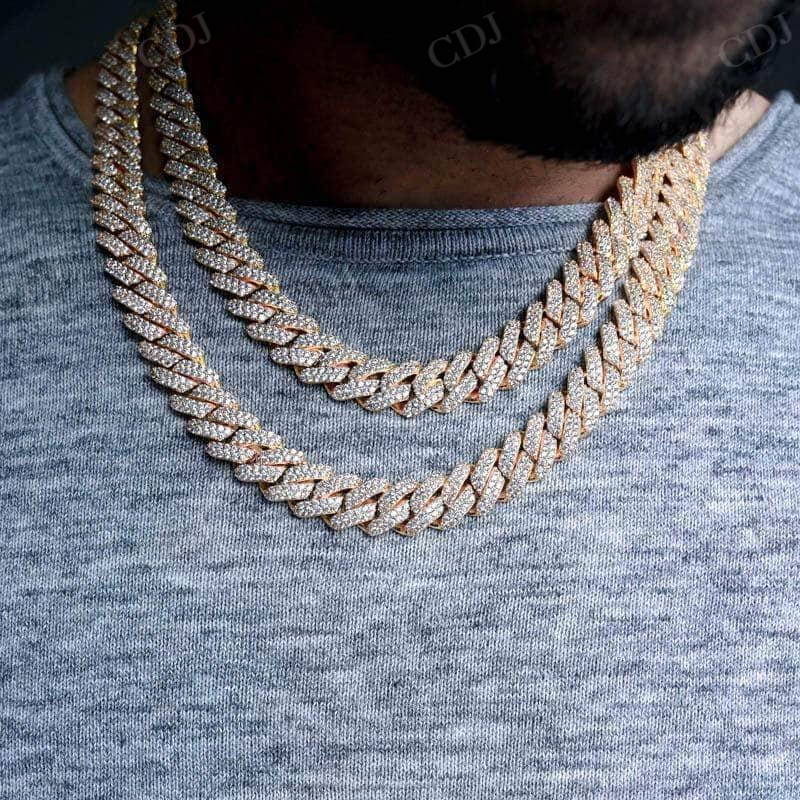 Iced Out Cuban Link Bundle Yellow Gold Chain  customdiamjewel   