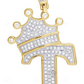 1.6" 0.50 CTW 10K Yellow Gold Natural Diamond Crown "T" Pendant CustomDiamJewel