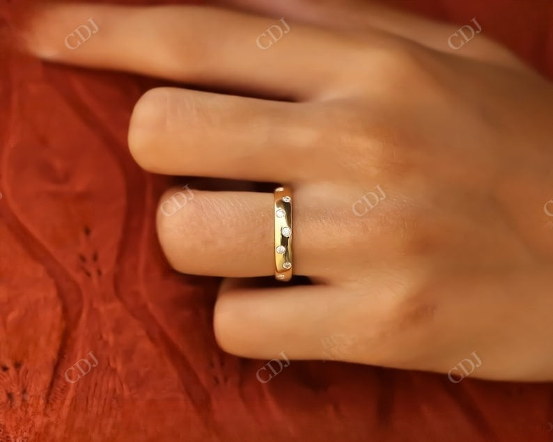 3.8 mm Flush Set Diamond Wedding Band Women  customdiamjewel   