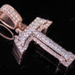 1.5" 1.25 CTW Two Tone Gold Natural Diamond Custom Initial 'T' Letter Pendant CustomDiamJewel