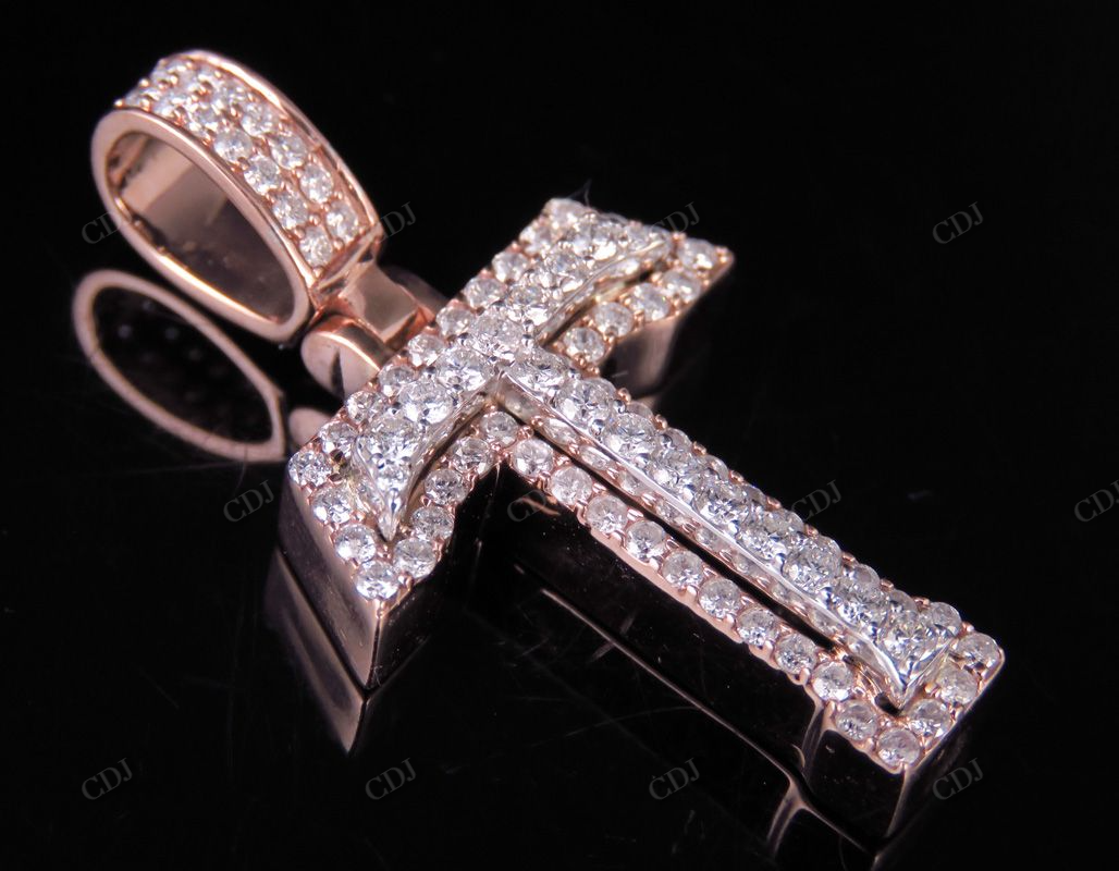 1.5" 1.25 CTW Two Tone Gold Natural Diamond Custom Initial 'T' Letter Pendant CustomDiamJewel