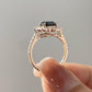 Black Onyx Halo Moissanite Diamond Statement Ring