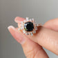 Black Onyx Halo Moissanite Diamond Statement Ring