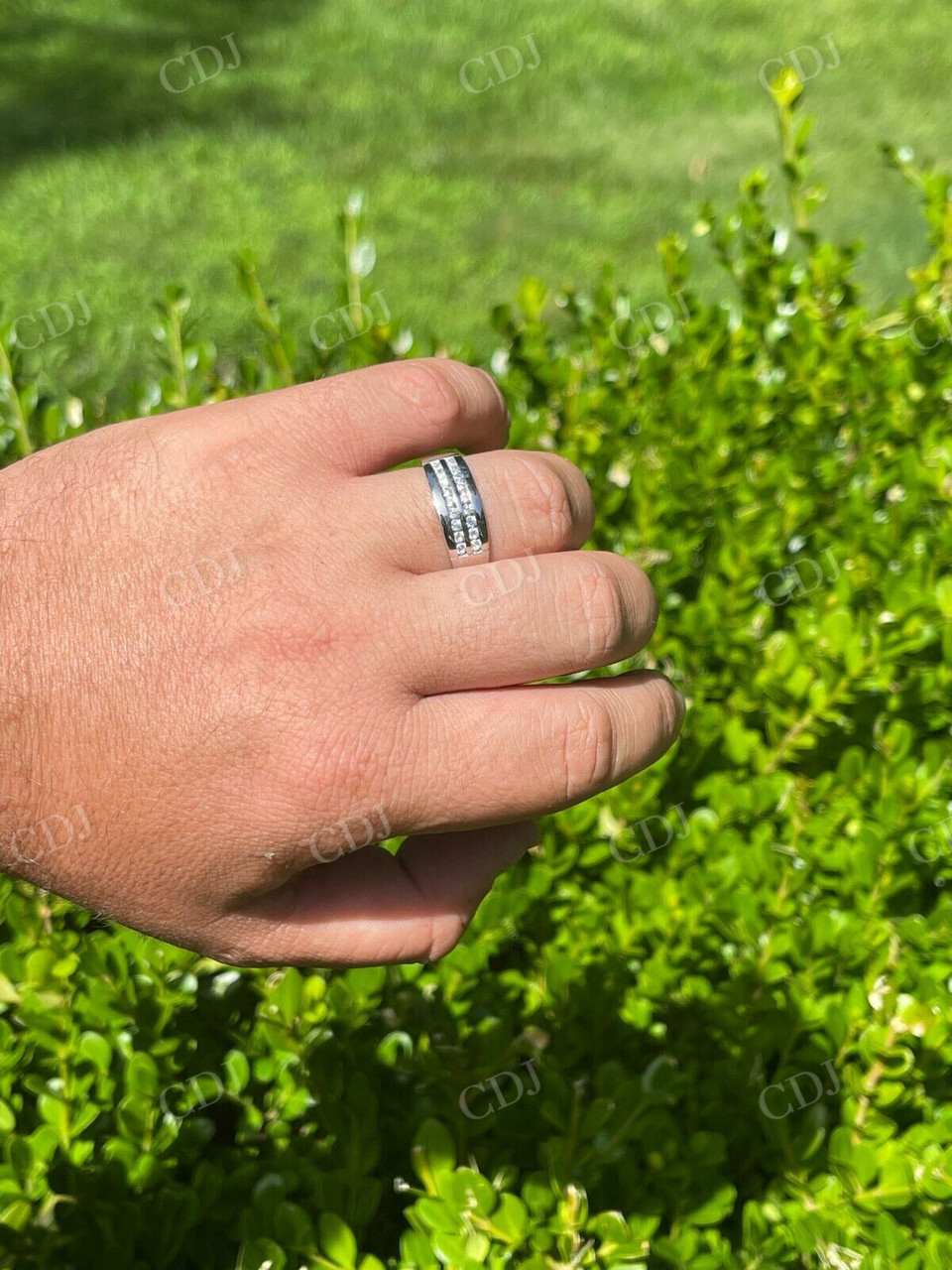 Round Cut Diamond Iced Wedding Band  customdiamjewel   