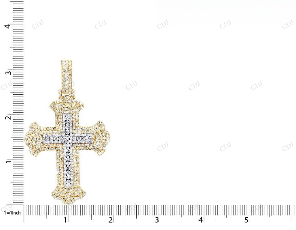 3.2 Inch Lab Grown Diamond 10K Gold Magnificent Cross Pendant Hip Hop Pendent CustomDiamJewel
