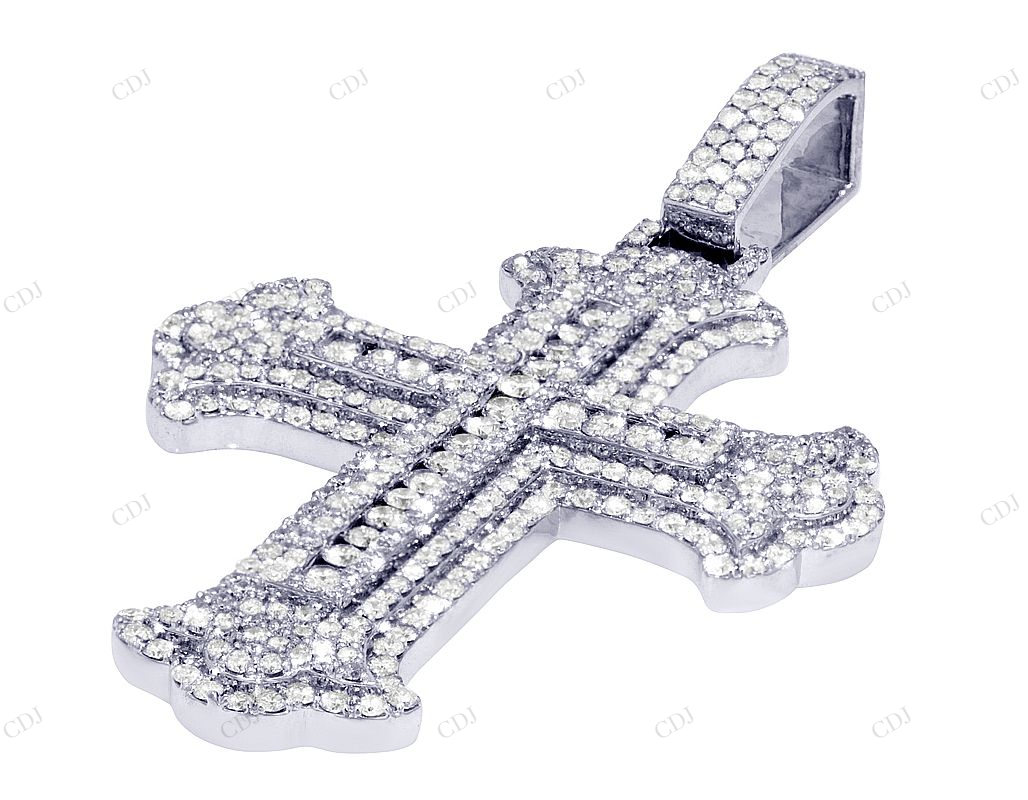 3.2 Inch Lab Grown Diamond 10K Gold Magnificent Cross Pendant Hip Hop Pendent CustomDiamJewel