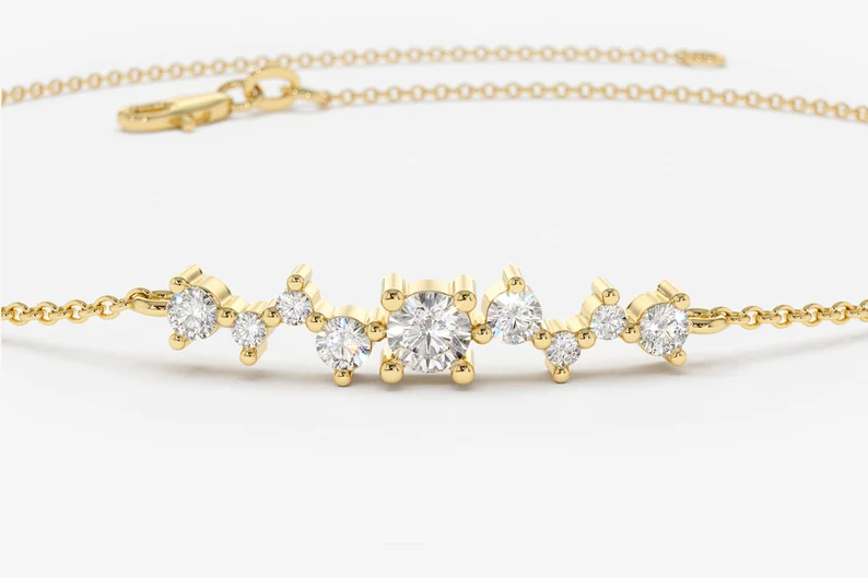 0.27CTW Moissanite Cluster Diamond Bracelet  customdiamjewel   