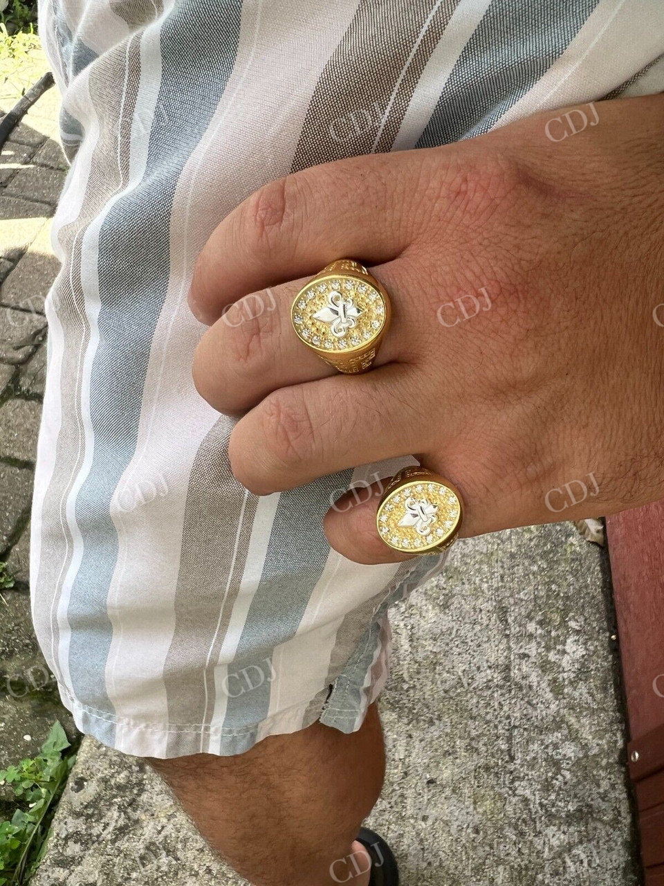 Antique Solid Gold Hip Hop French Ring For Men's  customdiamjewel   