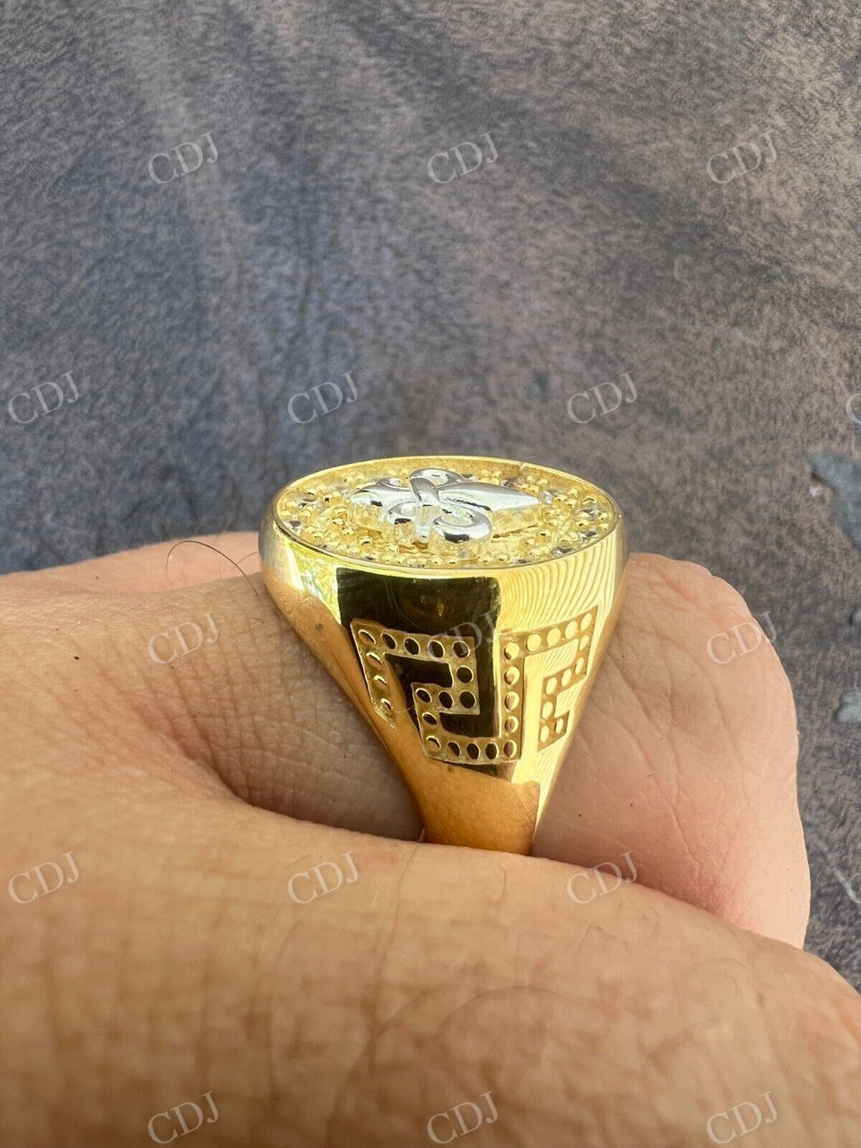 Antique Solid Gold Hip Hop French Ring For Men's  customdiamjewel   
