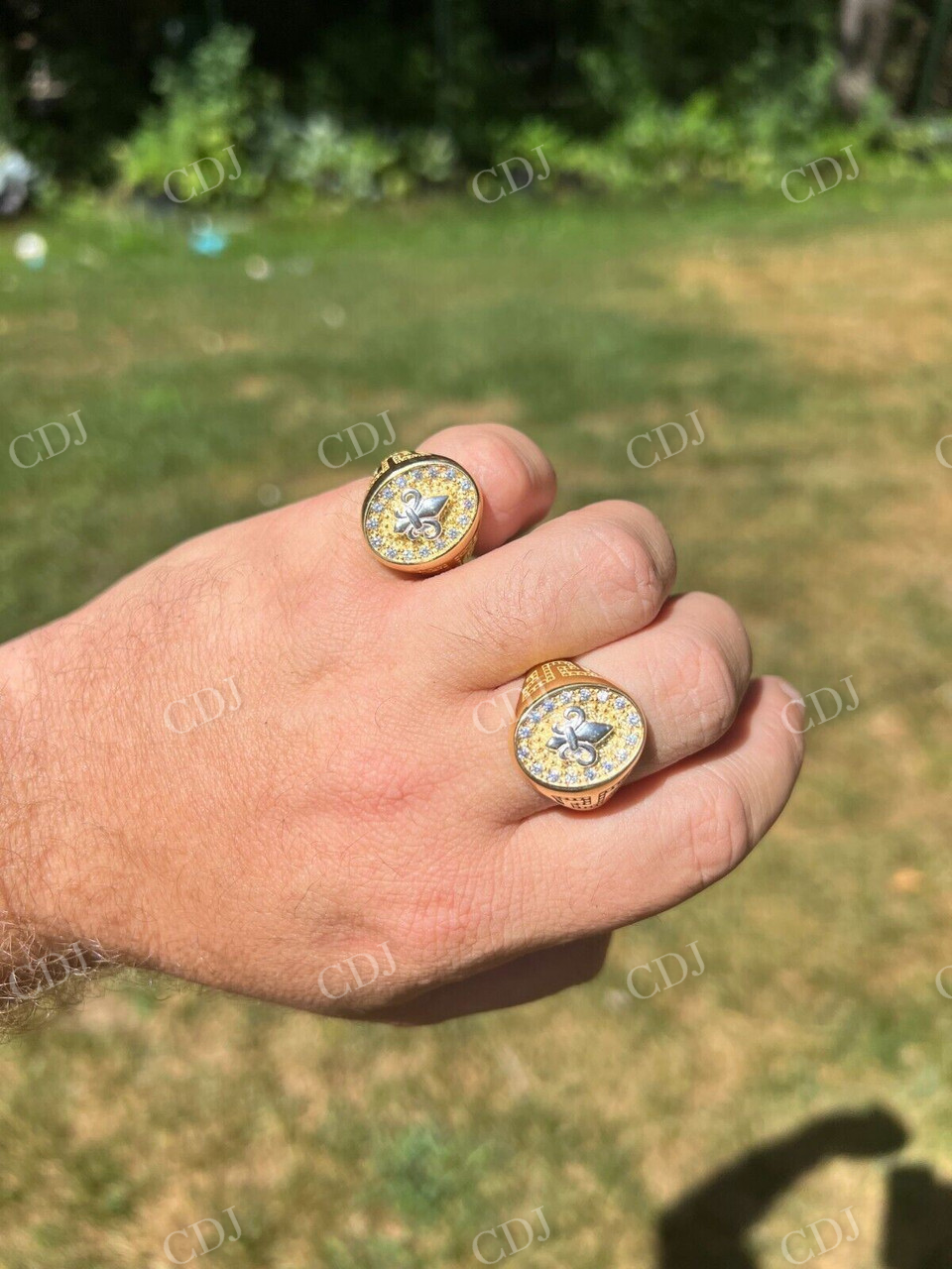 Antique Solid Gold Hip Hop French Ring For Men's  customdiamjewel   