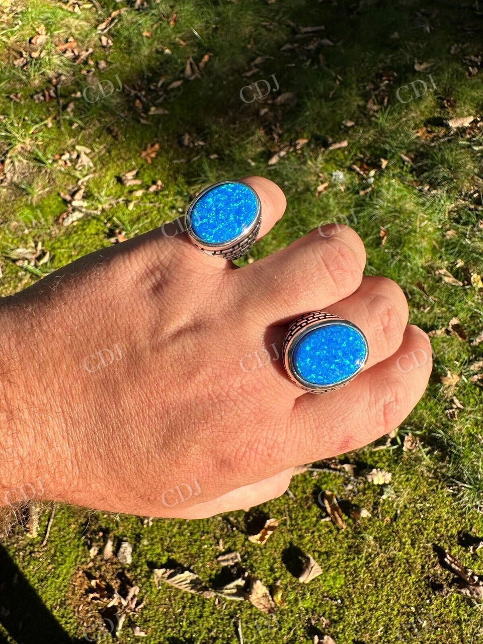 Hip Hop Blue Opal Gem Ring For Men's  customdiamjewel   