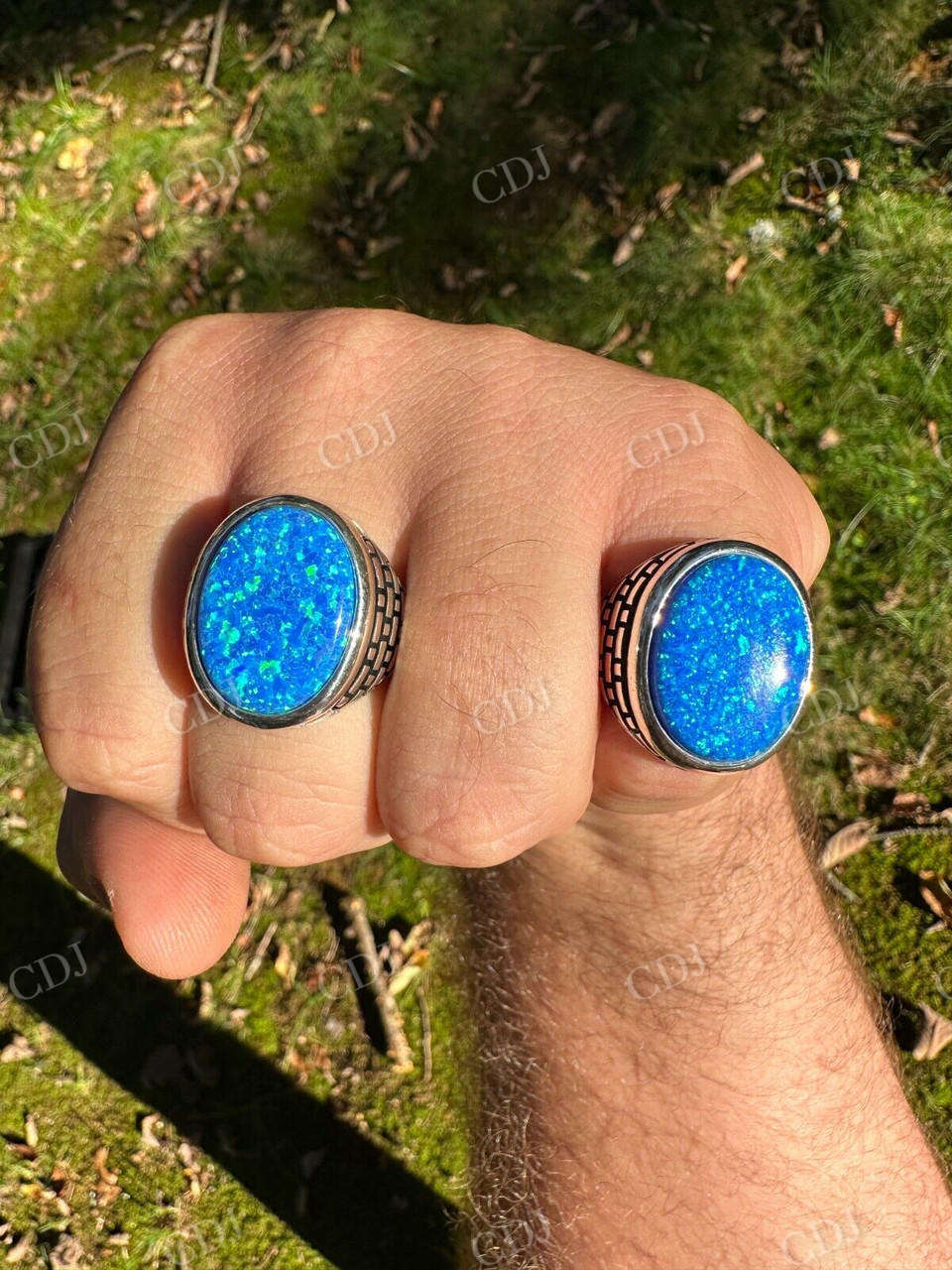 Hip Hop Blue Opal Gem Ring For Men's  customdiamjewel   